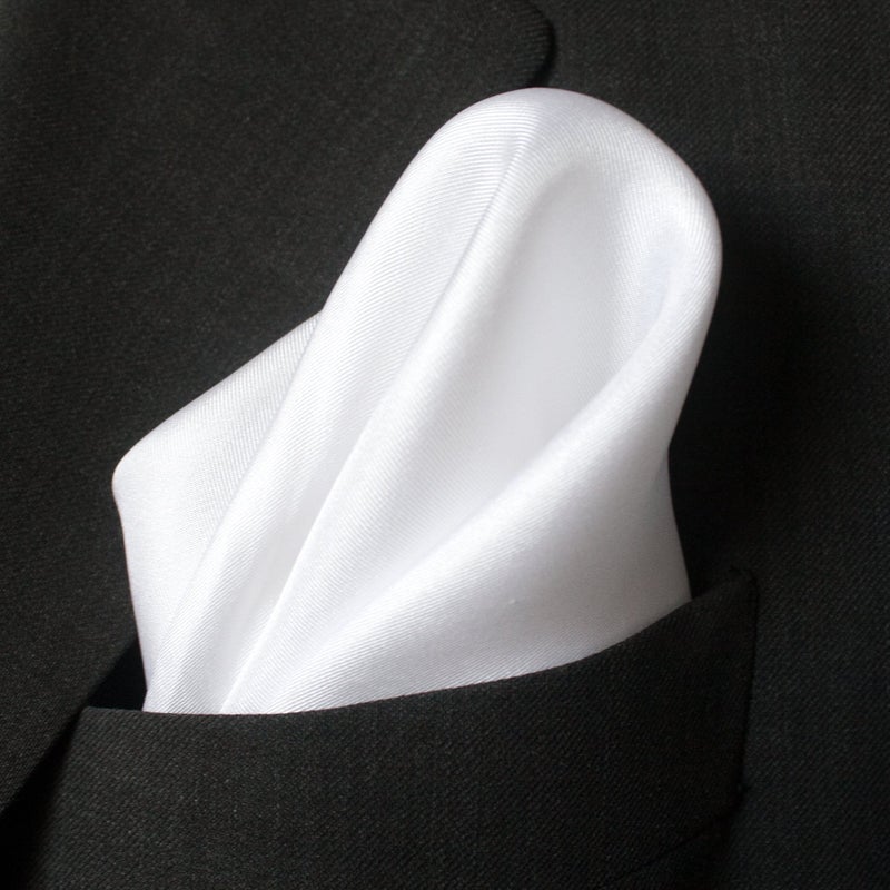 Royal Silk Fine White Silk Twill Pocket Square 100% Silk - Full-Sized 17"x17" - Image 3