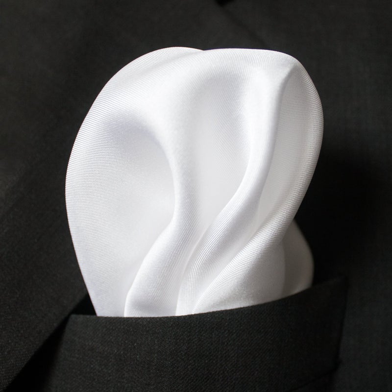 Royal Silk Fine White Silk Twill Pocket Square 100% Silk - Full-Sized 17"x17" - Image 2