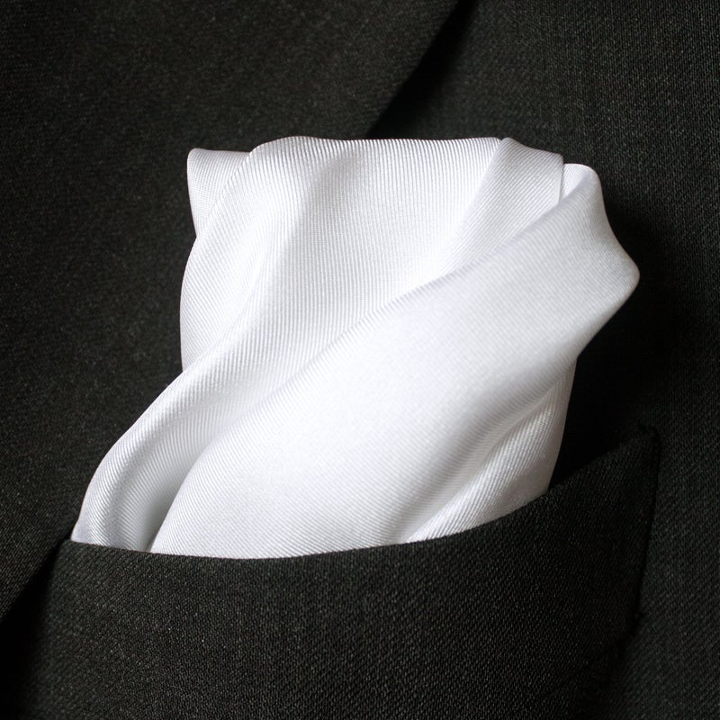 Royal Silk Fine White Silk Twill Pocket Square 100% Silk - Full-Sized 17"x17" - Image 4