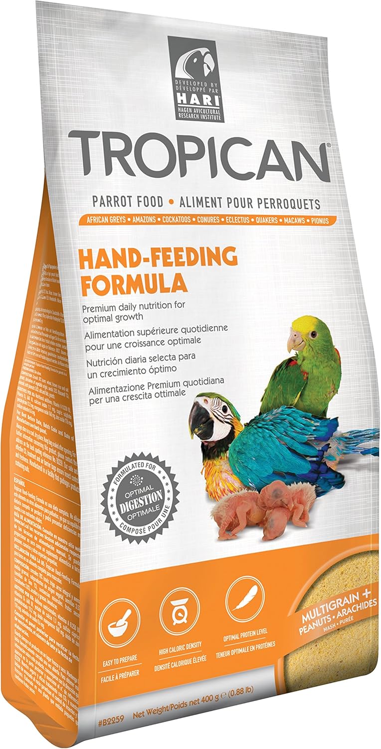 Hari Tropican Bird Food, Hagen Parrot Food Hand Feeding Formula, Easy to Mix, 14 oz Bag