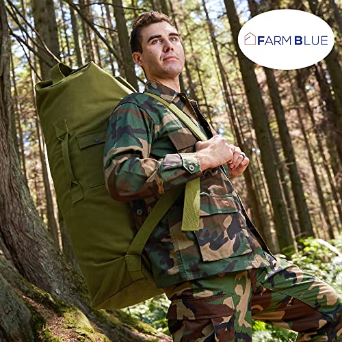 Farm Blue Brand "The Legend" Military Style GI Duffle -A BEST 2 Strap Backpack Style XLarge Duffe-Mil Spec 18oz Canvas -4 Tactical Gear to Dorm -Summer Camp or Laundry Bag - 22" x 38" OD Green - Image 5