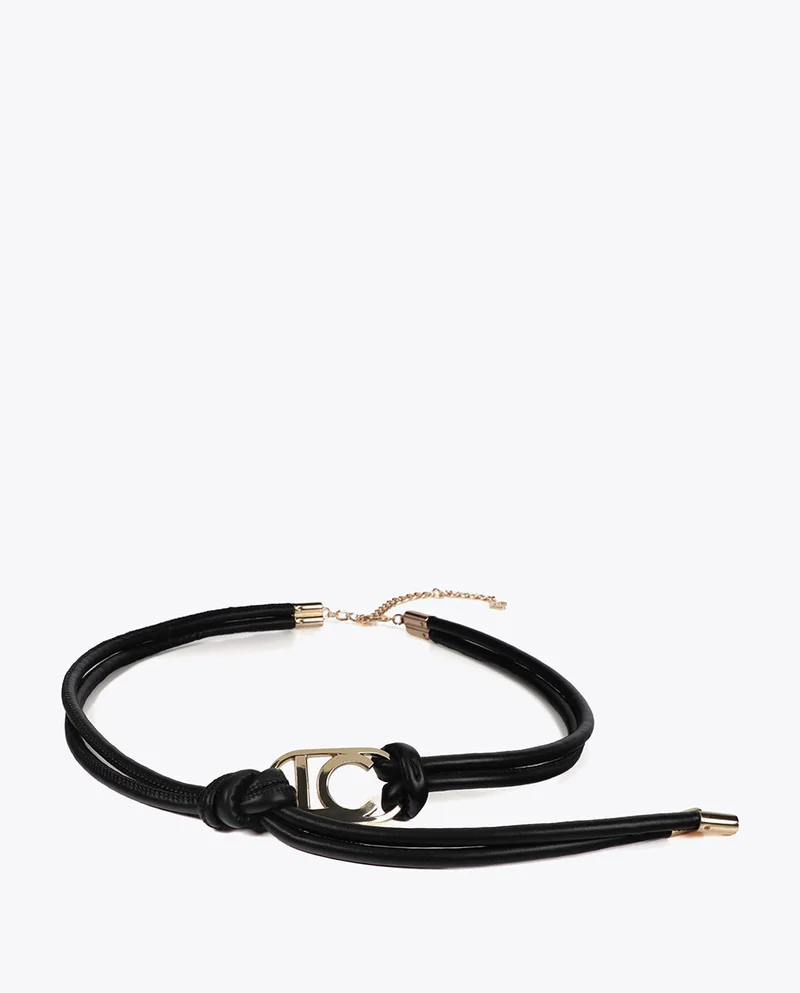 لولا كساديمونت حزام جلدي صناعي بشعار بيضاوي