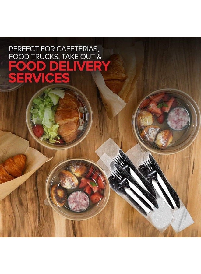 HTE 25Pieces Luxury Black Plastic Disposable Cutlery Set - Image 5