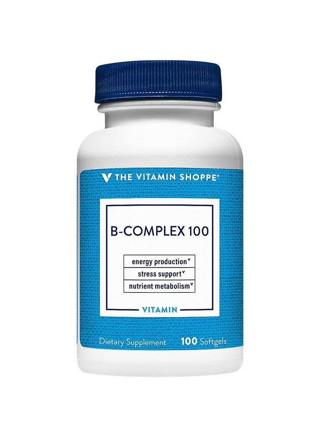 The Vitamin Shoppe B-Complex 100 - Supports Energy Production, Nervous System Function & Nutrient Metabolism - Excellent Source of B1, B2, B6, B12, Niacin, Folic Acid & Biotin (100 Softgels) - Image 1