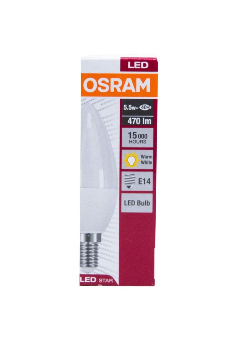 OSRAM Osram LED Cl B40 Candle 5.5W Warm White Frosted - Image 1