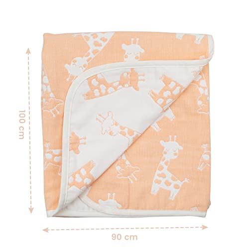 TIDY SLEEP Baby Blankets 6 Layer Wraper 100% Cotton Stroller Cover Receiving Blankets, (Pack of 2) (Peach & Blue) - Image 4