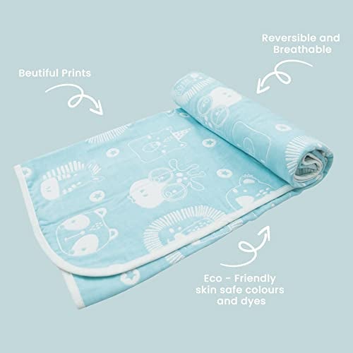 TIDY SLEEP Baby Blankets 6 Layer Wraper 100% Cotton Stroller Cover Receiving Blankets, (Pack of 2) (Peach & Blue) - Image 3