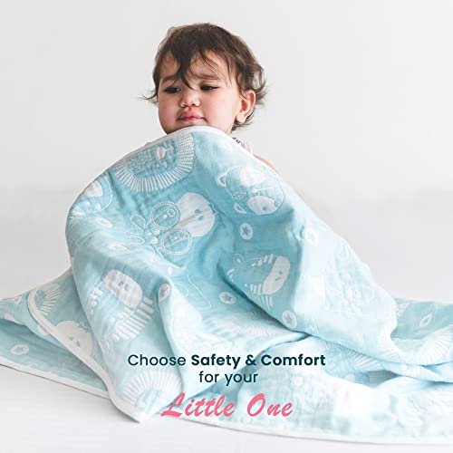 TIDY SLEEP Baby Blankets 6 Layer Wraper 100% Cotton Stroller Cover Receiving Blankets, (Pack of 2) (Peach & Blue) - Image 5