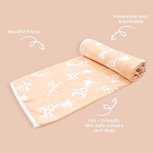 TIDY SLEEP Baby Blankets 6 Layer Wraper 100% Cotton Stroller Cover Receiving Blankets, (Pack of 2) (Peach & Blue) - Image 2
