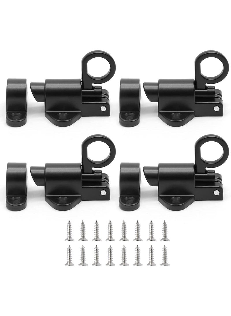 Y&D - 4 Pcs Self-Closing Latch Spring Door Lock Security Automatic Window Gate Load Bolt Aluminum Alloy Cabinet Pull Ring Latches with Screws - Image 1