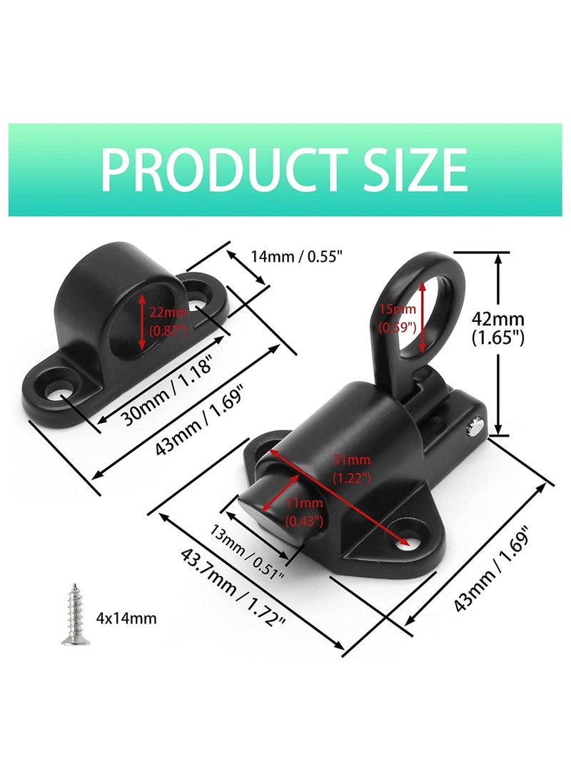 Y&D - 4 Pcs Self-Closing Latch Spring Door Lock Security Automatic Window Gate Load Bolt Aluminum Alloy Cabinet Pull Ring Latches with Screws - Image 1