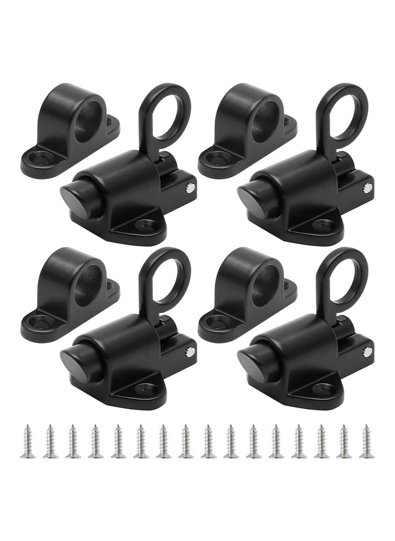 Y&D - 4 Pcs Self-Closing Latch Spring Door Lock Security Automatic Window Gate Load Bolt Aluminum Alloy Cabinet Pull Ring Latches with Screws - Image 1