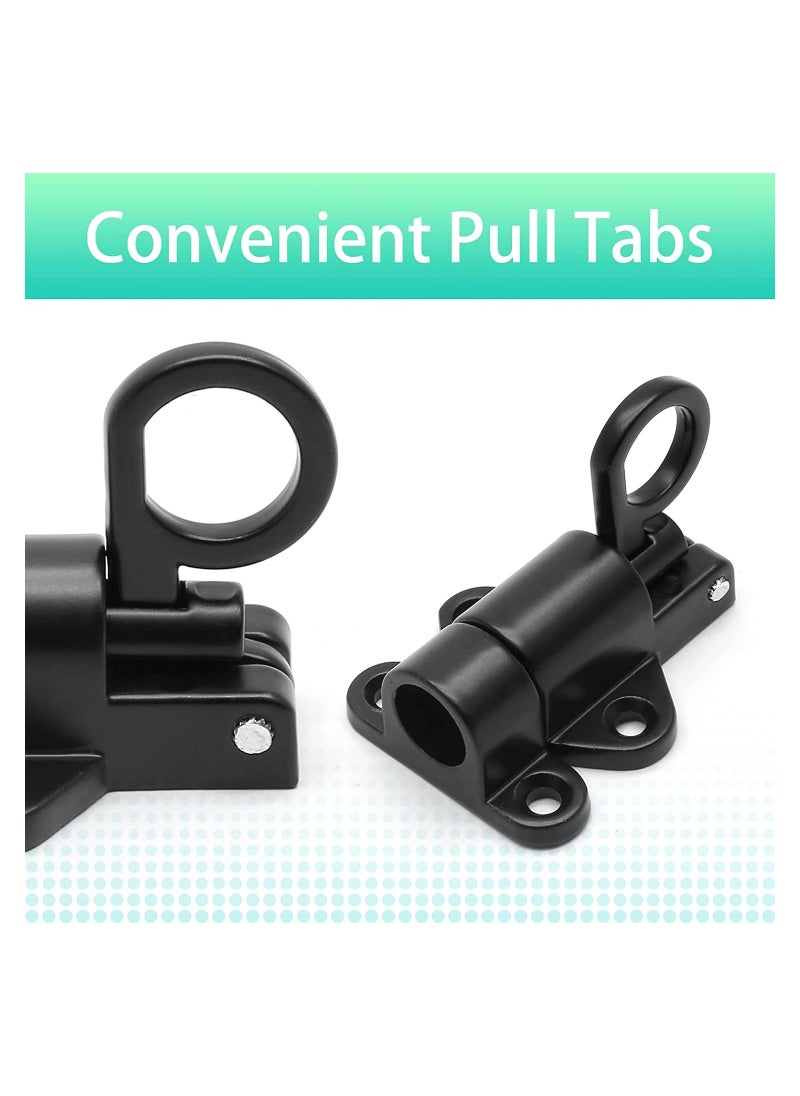 Y&D - 4 Pcs Self-Closing Latch Spring Door Lock Security Automatic Window Gate Load Bolt Aluminum Alloy Cabinet Pull Ring Latches with Screws - Image 1