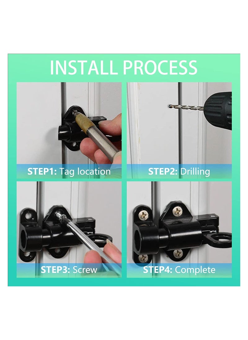 Y&D - 4 Pcs Self-Closing Latch Spring Door Lock Security Automatic Window Gate Load Bolt Aluminum Alloy Cabinet Pull Ring Latches with Screws - Image 1
