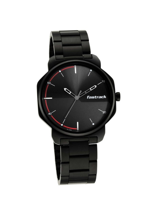 fastrack 3254NM01 Men’s Analog Watch – Black Dial, Black Leather Strap, Quartz Movement, Mineral Glass - Image 1
