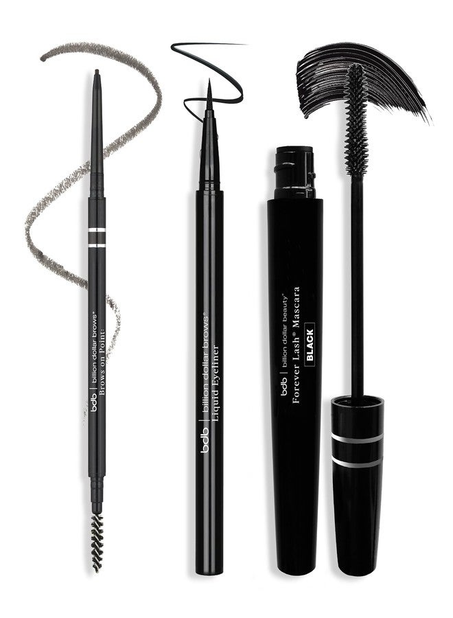 Billion Dollar Brows Billion Dollar Eyebrow Kit - Bestselling Black/Raven All-in-One Everyday Brow Routine Set with Waterproof Precision Pencil, Bold Flexible Tip Liner & Lush Defining Mascara - Image 1