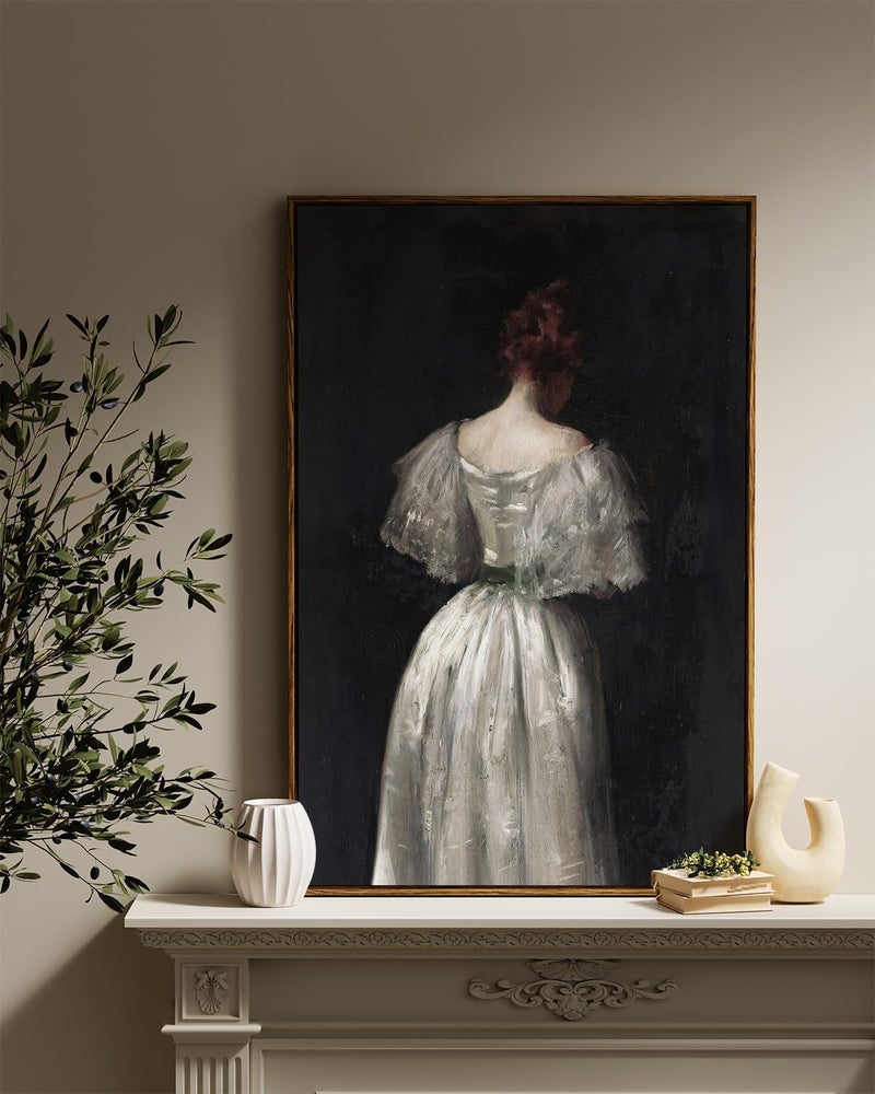 Long term storage compatible Framed Canvas Prints Art Vintage Decor, Dark Academia Female Form Retro Decor, Seventeenth Century Lady Classical Painting Wall Decorations for Bedroom Bathroom Office,24"x36" Repeated use trusted quality - Image 4