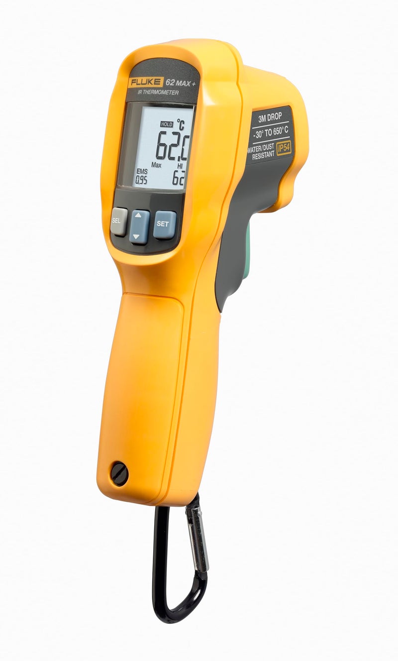 FLUKE مقياس حرارة بالأشعة تحت الحمراء Fluke 62 Max+ (غير مخصص لقياس درجة حرارة الإنسان)، نطاق من -20 إلى +1202 درجة فهرنهايت - Image 1