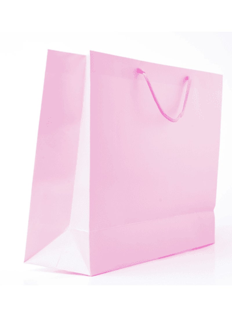 39x12x31cm Rope Handled Pink Plain Paper Bags - Elegant Eco-Friendly Shopping and Gift Solutions 