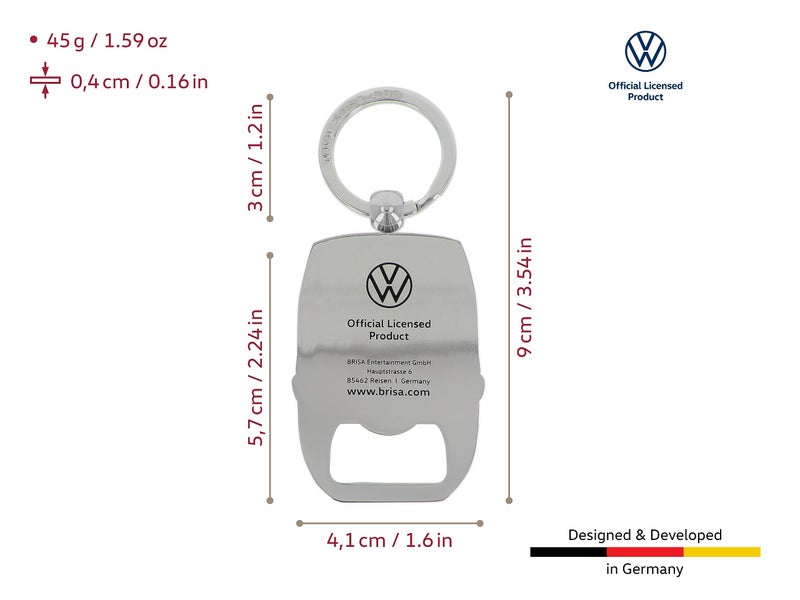 BRISA VW Collection - Volkswagen Keychain Ring Keychain Accessory Keyholder with Bottle Opener in T3 Bus Vanagon Design (White) - Image 3