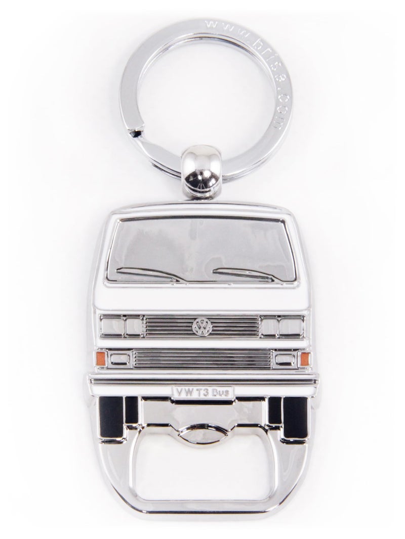 BRISA VW Collection - Volkswagen Keychain Ring Keychain Accessory Keyholder with Bottle Opener in T3 Bus Vanagon Design (White) - Image 1
