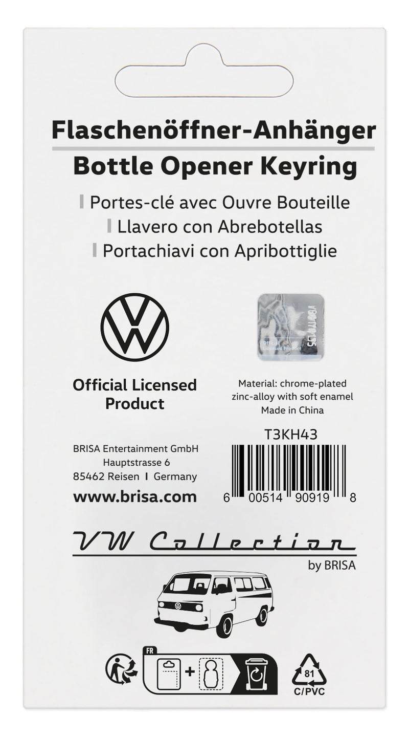 BRISA VW Collection - Volkswagen Keychain Ring Keychain Accessory Keyholder with Bottle Opener in T3 Bus Vanagon Design (White) - Image 5