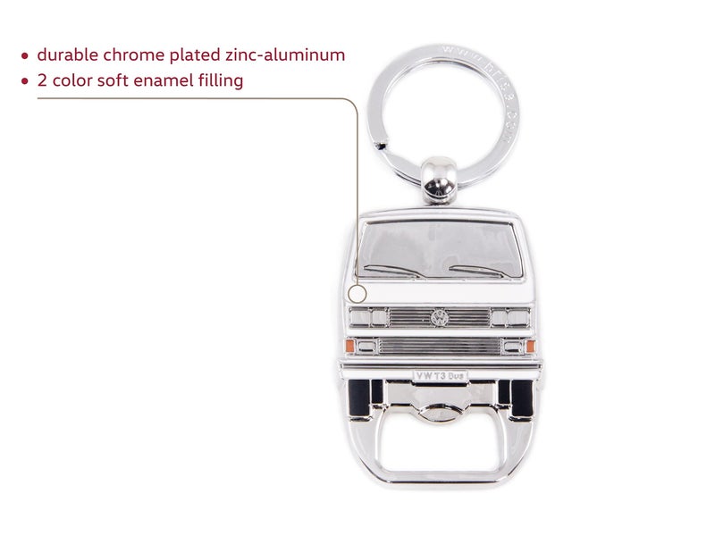 BRISA VW Collection - Volkswagen Keychain Ring Keychain Accessory Keyholder with Bottle Opener in T3 Bus Vanagon Design (White) - Image 2