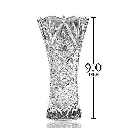 E - Ezra E Ezra Crystal Diamonds Shape Thickened Crystal Glass Vase Standard Size 9 In Clear  - Image 2