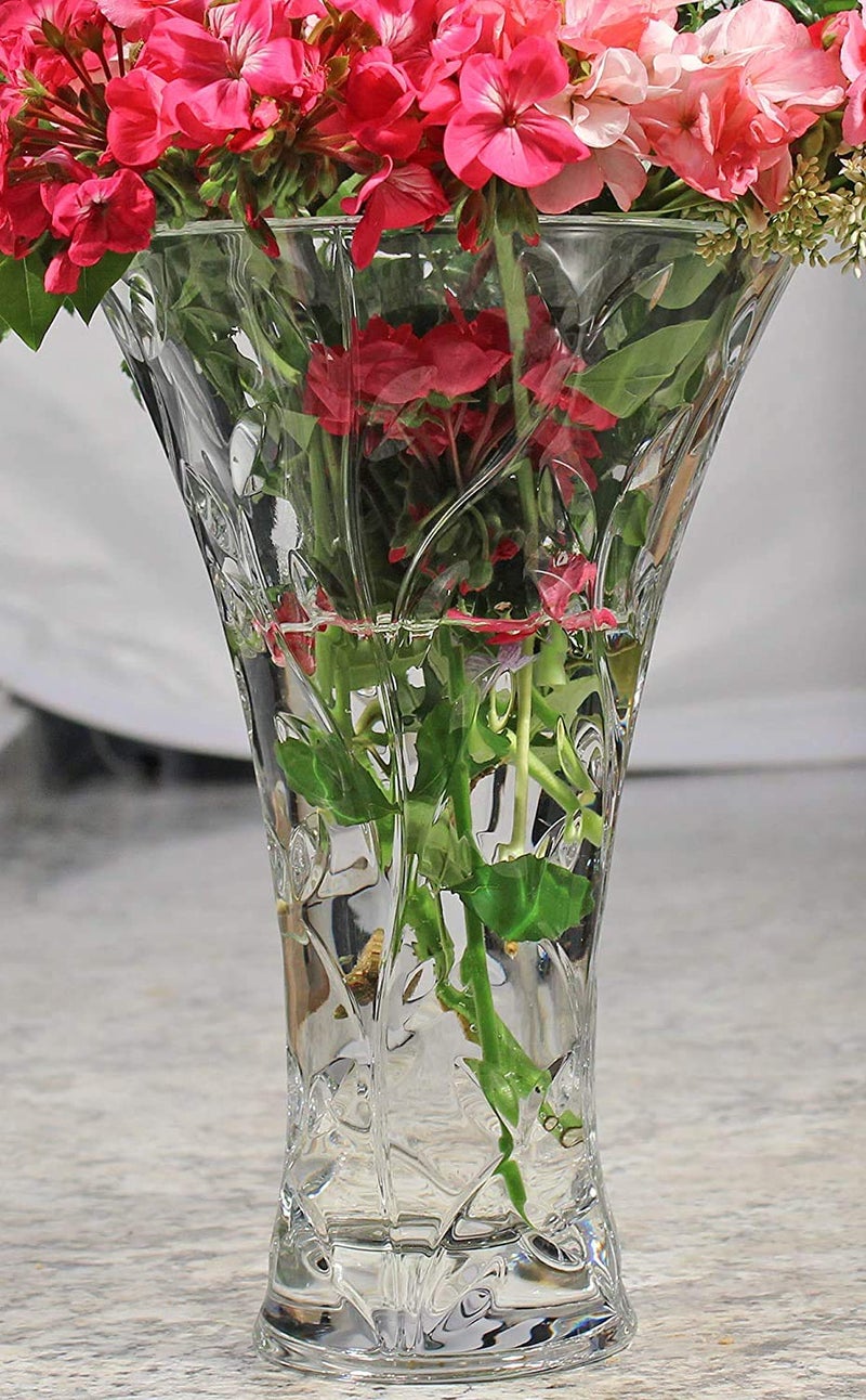 E - Ezra E Ezra Crystal Diamonds Shape Thickened Crystal Glass Vase Standard Size 9 In Clear  - Image 4