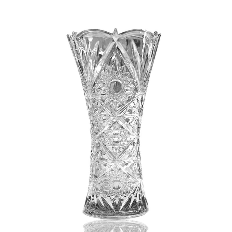 E - Ezra E Ezra Crystal Diamonds Shape Thickened Crystal Glass Vase Standard Size 9 In Clear  - Image 1