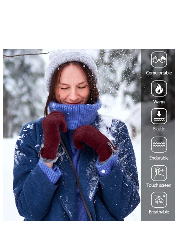 Excefore Women Winter Gloves Warm Touchscreen Gloves Windproof Gloves for Women Girls Ladies Winter Using Gifts - Image 3