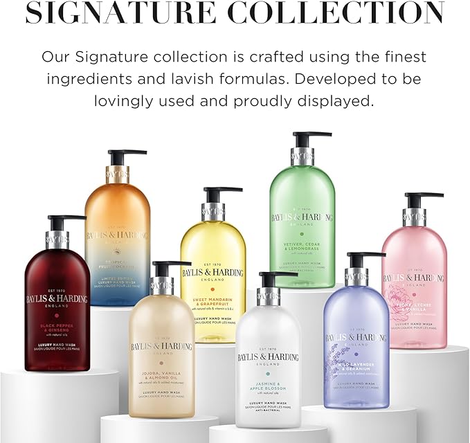 Baylis & Harding غسول يد مضاد للبكتيريا من بايليس هاردينغ برائحة الياسمين وزهرة التفاح 500 مل عبوة من 3 صديقة للنباتيين - Image 5