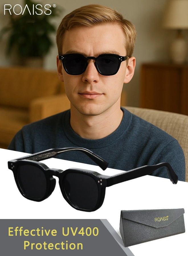 roaiss Square Sunglasses for Men, UV400 Protection Sun Glasses, Fashion Anti-Glare Sun Shades for for Men Driving, Fishing, Traveling, Silver, 52mm - Image 1