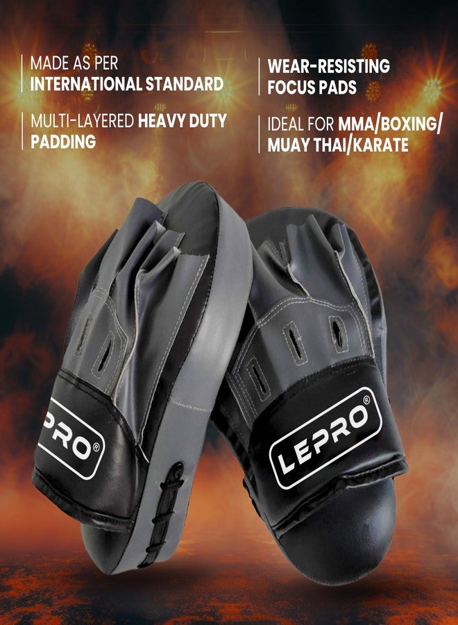 LEPRO Curved Focus Pads, Punching Mitts for Boxing, MMA, Muay Thai, Kickboxing, Karate, Taekwondo Training for Men & Women Focus Pad for Kickboxing (Black) - Image 5