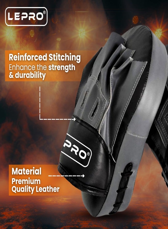 LEPRO Curved Focus Pads, Punching Mitts for Boxing, MMA, Muay Thai, Kickboxing, Karate, Taekwondo Training for Men & Women Focus Pad for Kickboxing (Black) - Image 3