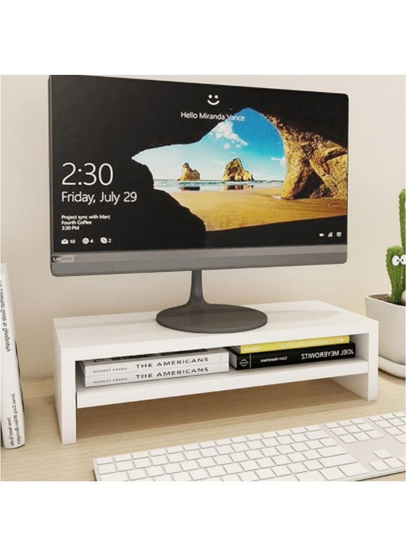 Wooden desktop stand for computer monitor and laptop and for organizing desk and office supplies
