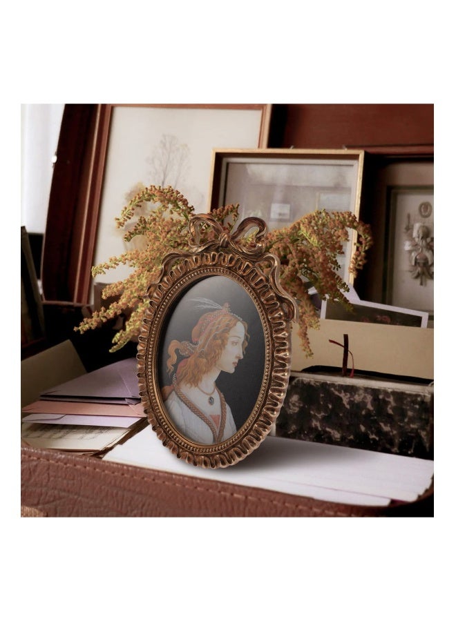 Vintage Embossed Photo Frame Resin Picture Baroque Tabletop European Style Holder Oval Antique Poster 26X17.5X2.5cm - Image 5