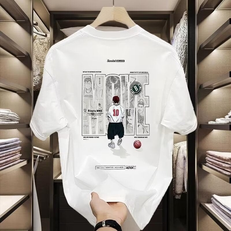 2024 Slam Dunk Anime Tee, Mens Loose-fit Basketball Shirt White - Image 3