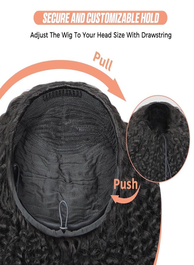 Domiso Afro Kinky Curly 3 In 1 Half Wig with Elastic Band Seamless Kinky Curly Flip Over Beginner Friendly Glueless Wear & Go Drawstring Band Clip in Wig Human Hair Black Color 18 Inch - Image 4