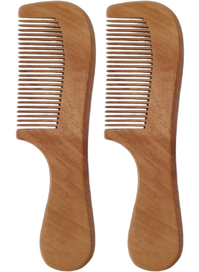 عبوة 2 قطعة من أمشاط فك التشابك الخشبية يدوية الصنع 100% من خشب الصندل الأخضر الطبيعي - مشط أسنان ناعم ومضاد للكهرباء الساكنة | مشط خشبي عطري لفك تشابك الشعر المبلل والجاف، ومناسب لجميع أنواع الشعر. - Image 1
