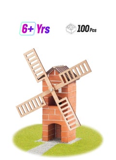 Teifoc Teifoc Windmill 100 pieces Brick Construction Set Toy STEM Building Kit with Real Bricks and Mortar Made in Germany TEI 4040  - Image 1