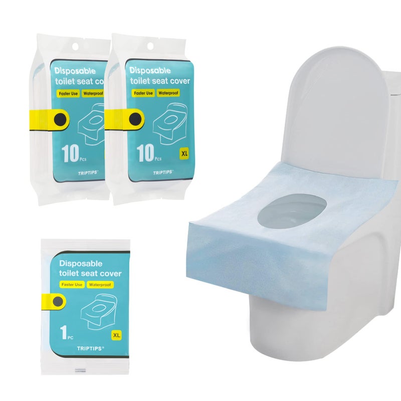 TRIPTIPS Toilet Seat Covers Disposable Travel Pack 20 countFaster useSticker freeWaterproofXL Disposable Toilet Seat Cover for Adults and Kids Individually for Public RestroomAirplane