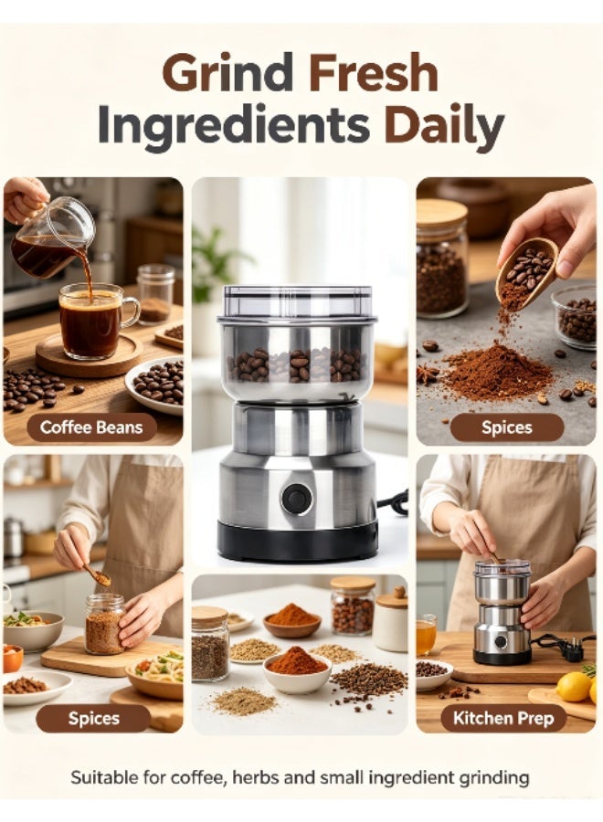 Stainless Steel Electric Grinder, Mini Household Grain Spice Coffee Bean Mill with UK Plug - Image 3