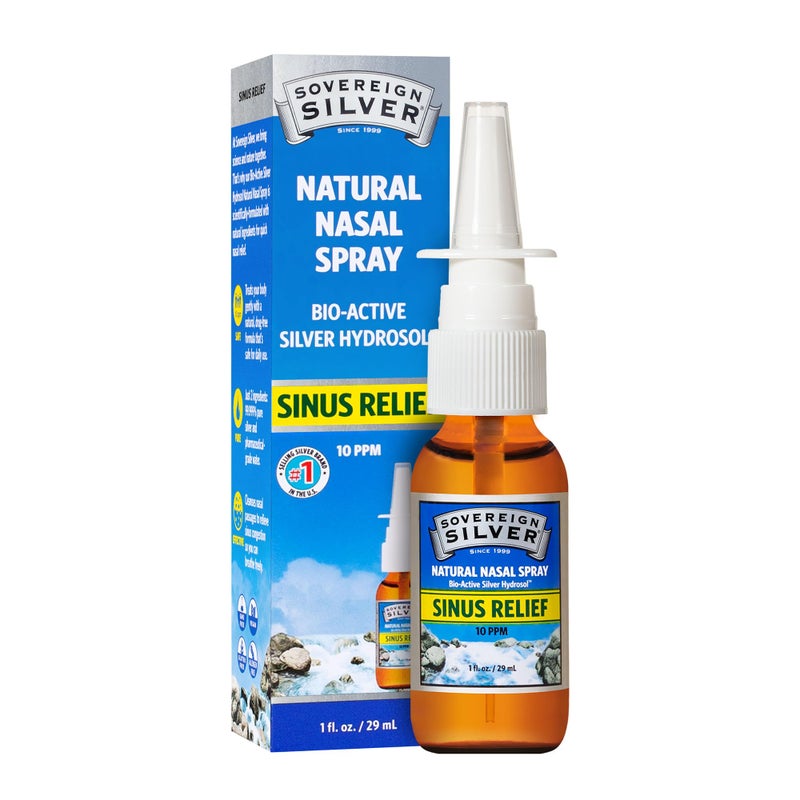 Sovereign Silver Natural Nasal Spray - Colloidal Silver Nasal Spray, Bio Active Nose Mist for Sinus Congestion and Immune Support, Adults and Kids, 10 ppm - 1 fl oz (29mL) - Image 1