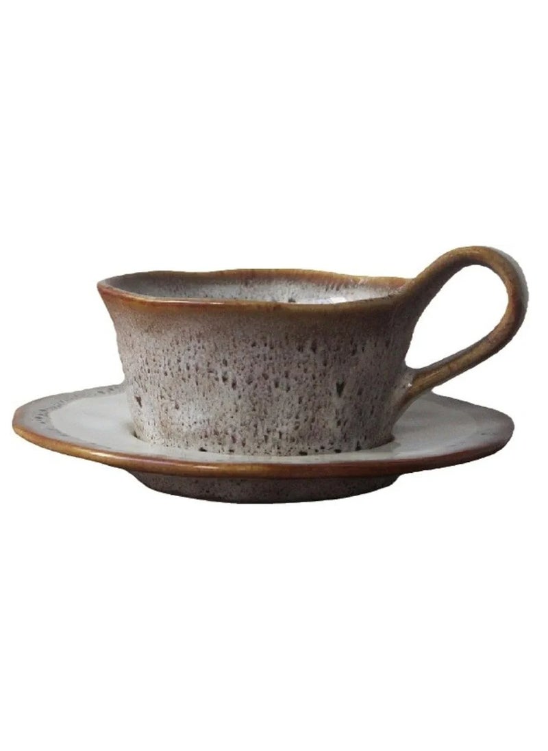 Qahwa Ceramic mug with brown dots and elegant and comfortable design for serving hot drinks  - Image 1