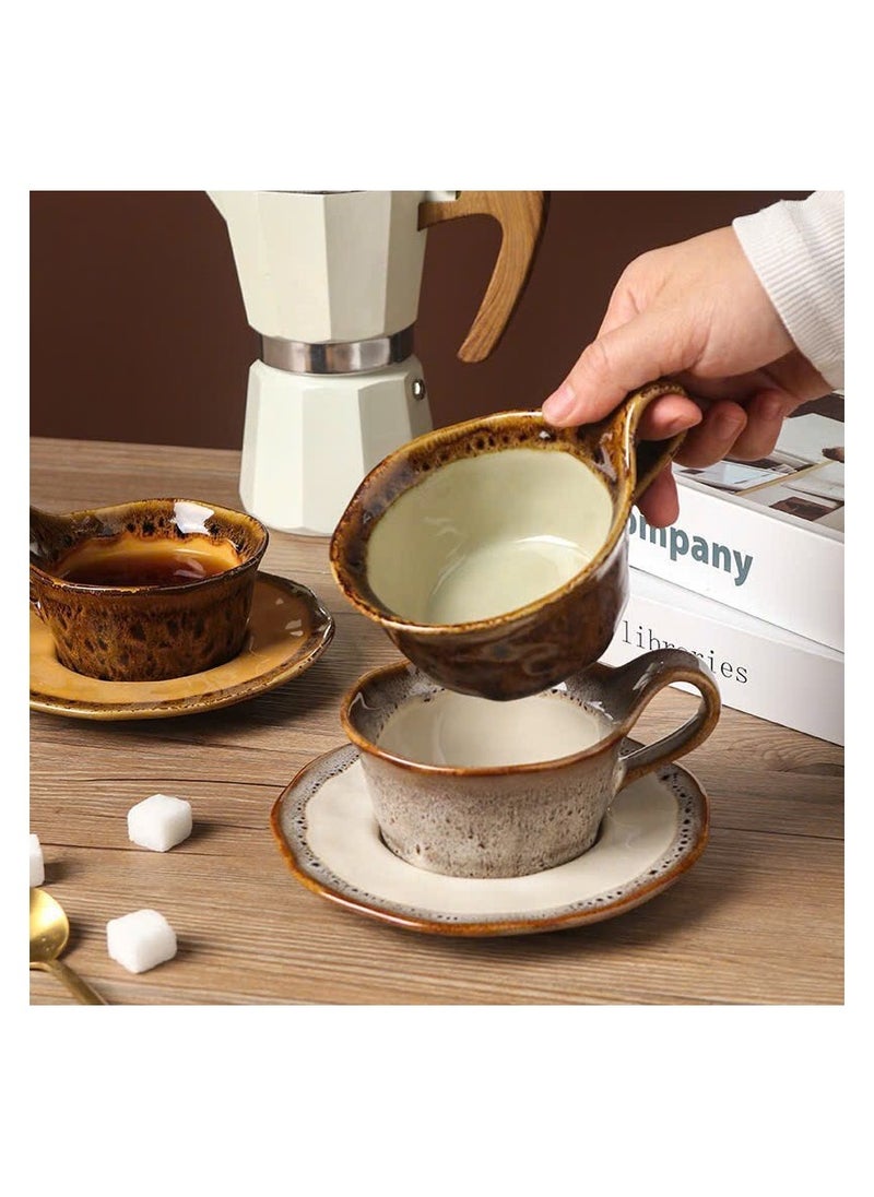 Qahwa Ceramic mug with brown dots and elegant and comfortable design for serving hot drinks  - Image 2