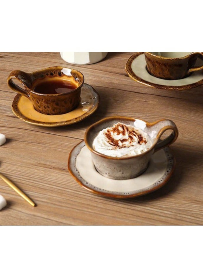 Qahwa Ceramic mug with brown dots and elegant and comfortable design for serving hot drinks  - Image 5