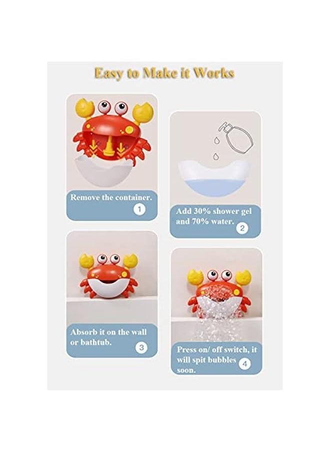 Generic - Bath Toy Bubble Maker, Electric Bathtub Bubble Machine Cartoon Crab Bubble Blower Tub Bubble Maker Crab Bath Toy with Music and Vacuum Suction Cups (Blue) - Image 1