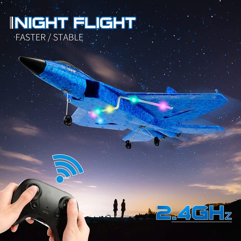 RoofWorld RC Plane, F22 RC Airplane Fighter Ready to Fly, 2.4Ghz 2 Channel Remote Control Plane, RC Airplanes Toy for Boys Girls Kids Beginners - Image 4