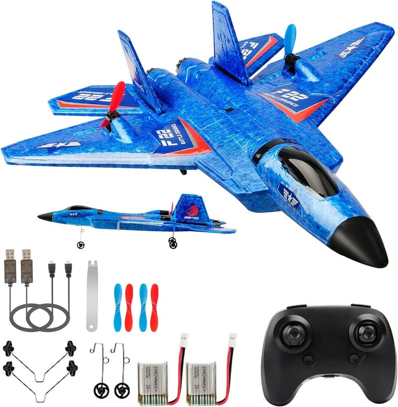 RoofWorld RC Plane, F22 RC Airplane Fighter Ready to Fly, 2.4Ghz 2 Channel Remote Control Plane, RC Airplanes Toy for Boys Girls Kids Beginners - Image 1